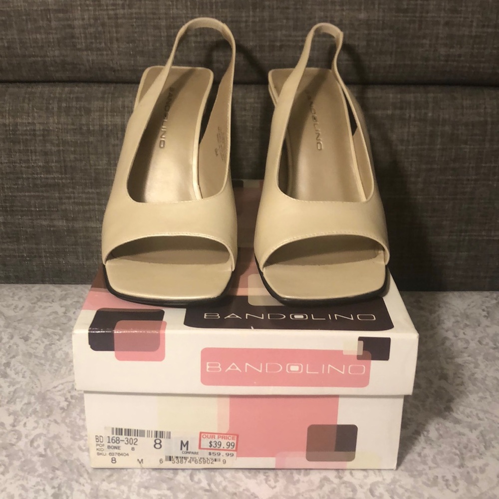 Bandolino Sling Backs, Size 8, Bone/Ivory